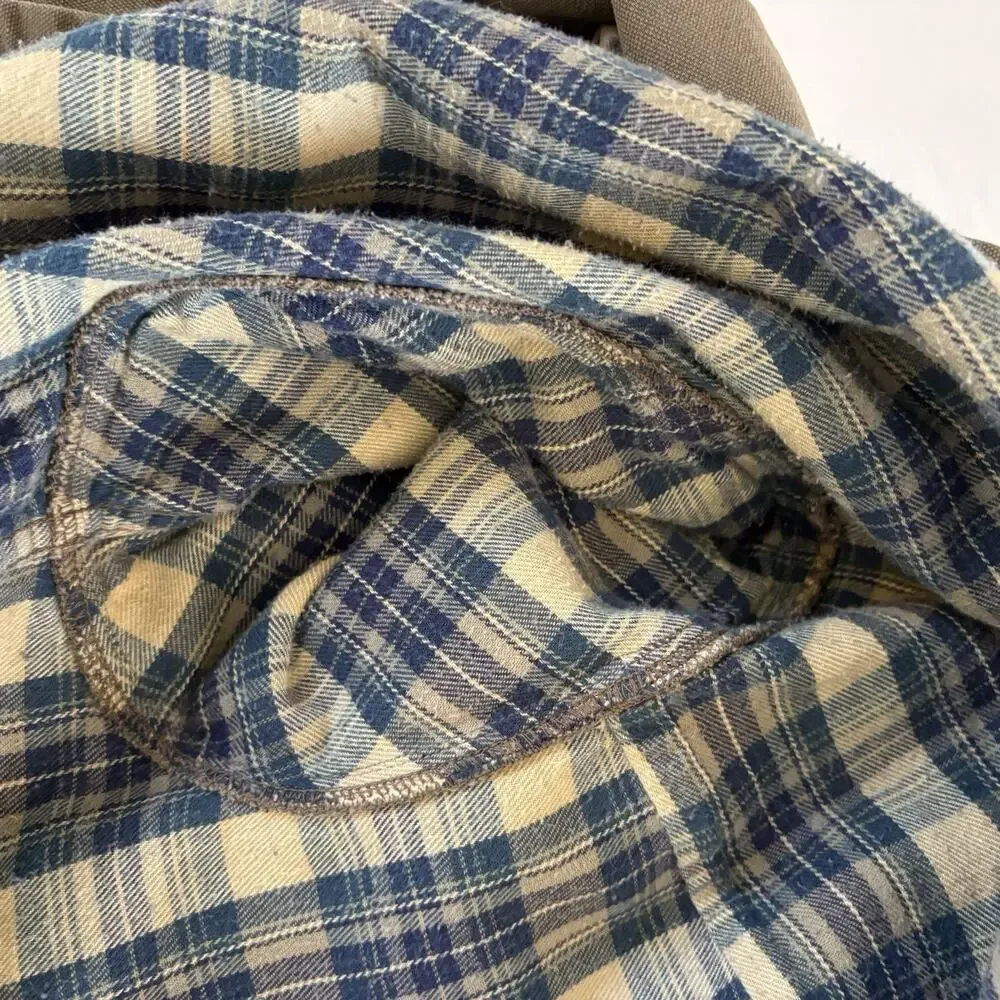Vtg L.L. Bean Duck Canvas Chore Barn Shirt Jacket Tan Men’s Large Flannel Lined